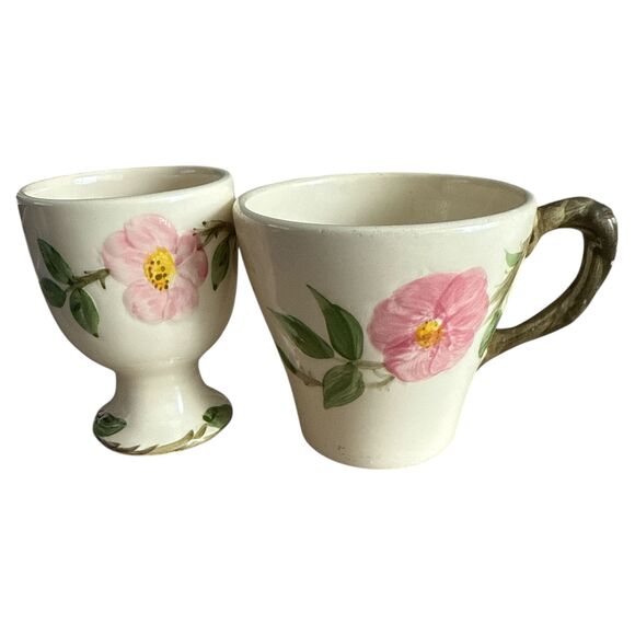 Franciscan Desert Rose Egg Cup & Mug USA Pink Rose Pottery Pair Read Notes - Picture 2 of 14
